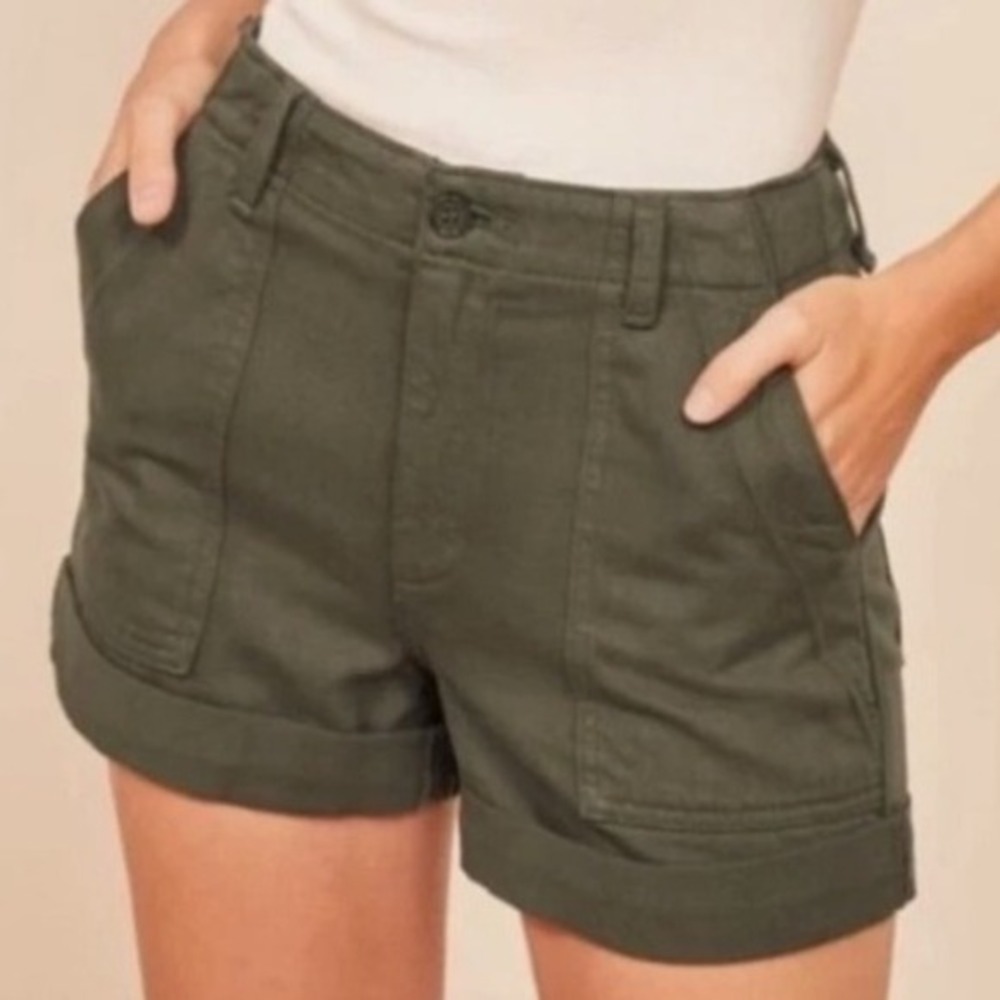 Reformation Jeans Women's 30 Olive Green‎ Pierce Utility Shorts Casual Trendy
